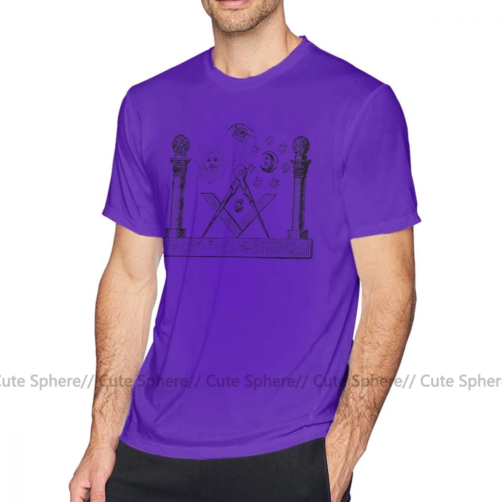 Масонские символы футболка символикой каменной кладки футболка негабаритных Для мужчин футболка модные Потрясающие с короткими рукавами, с принтом, футболки - Цвет: Purple
