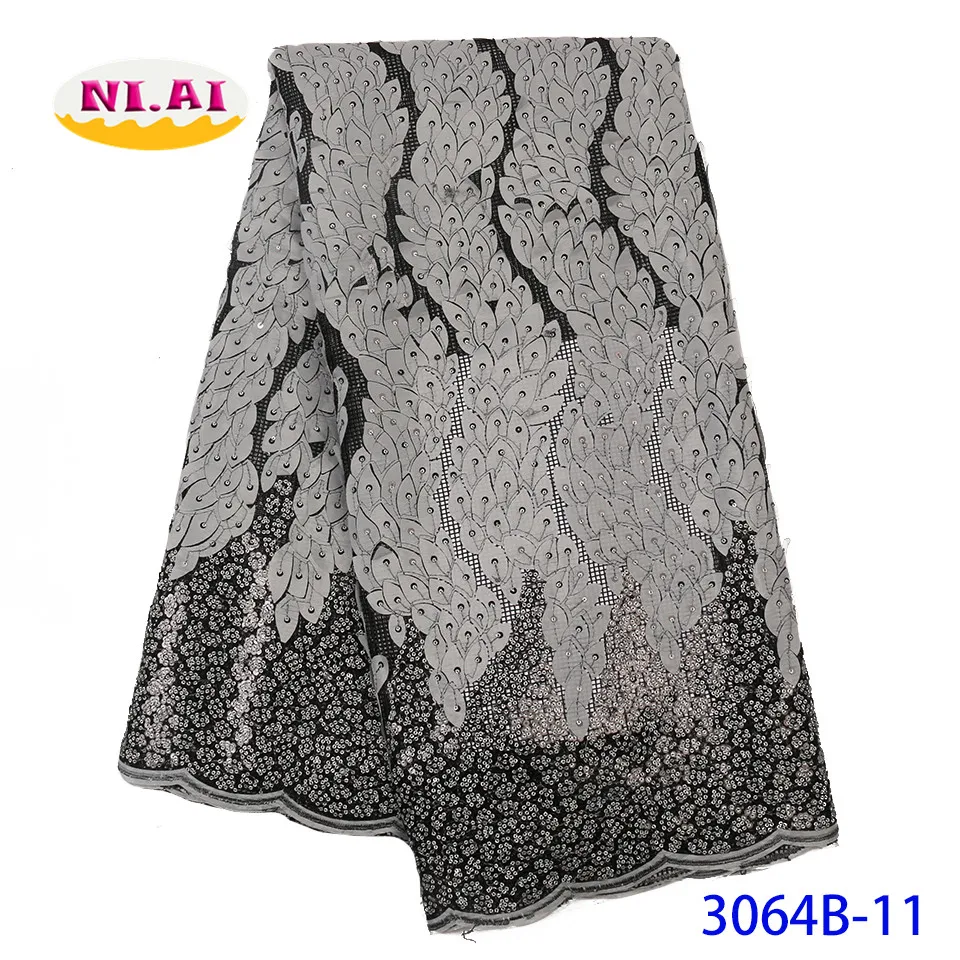 Cheap New Embroidered Fabric French Tulle Sequins African Lace Fabric For Party Dress Green clothes For Women NA3064B-2