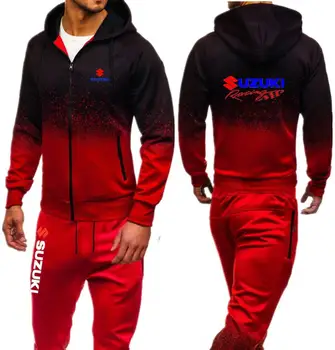 

Suzuki Racing Print Hooded Tracksuit Men Set Autumn Sporting Fitness Bodybuilding Sweatsuit Zipper Hoodies Jacket Pants Male