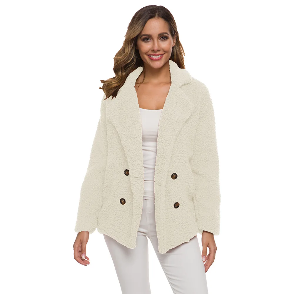 Большой плюшевый пиджак женский Зимний синий искусственный мех пальто длинные дропшиппинг меховые пальто искусственный мех толстый теплый кудрявый плюшевый пальто - Цвет: White