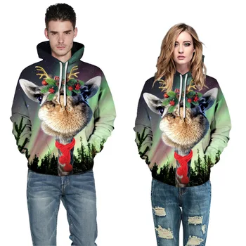 

2019 New Fashion Print Sportswear 3d Christmas Cat Printed Couple Hoodie Autumn Winter Harajuku Streetwear