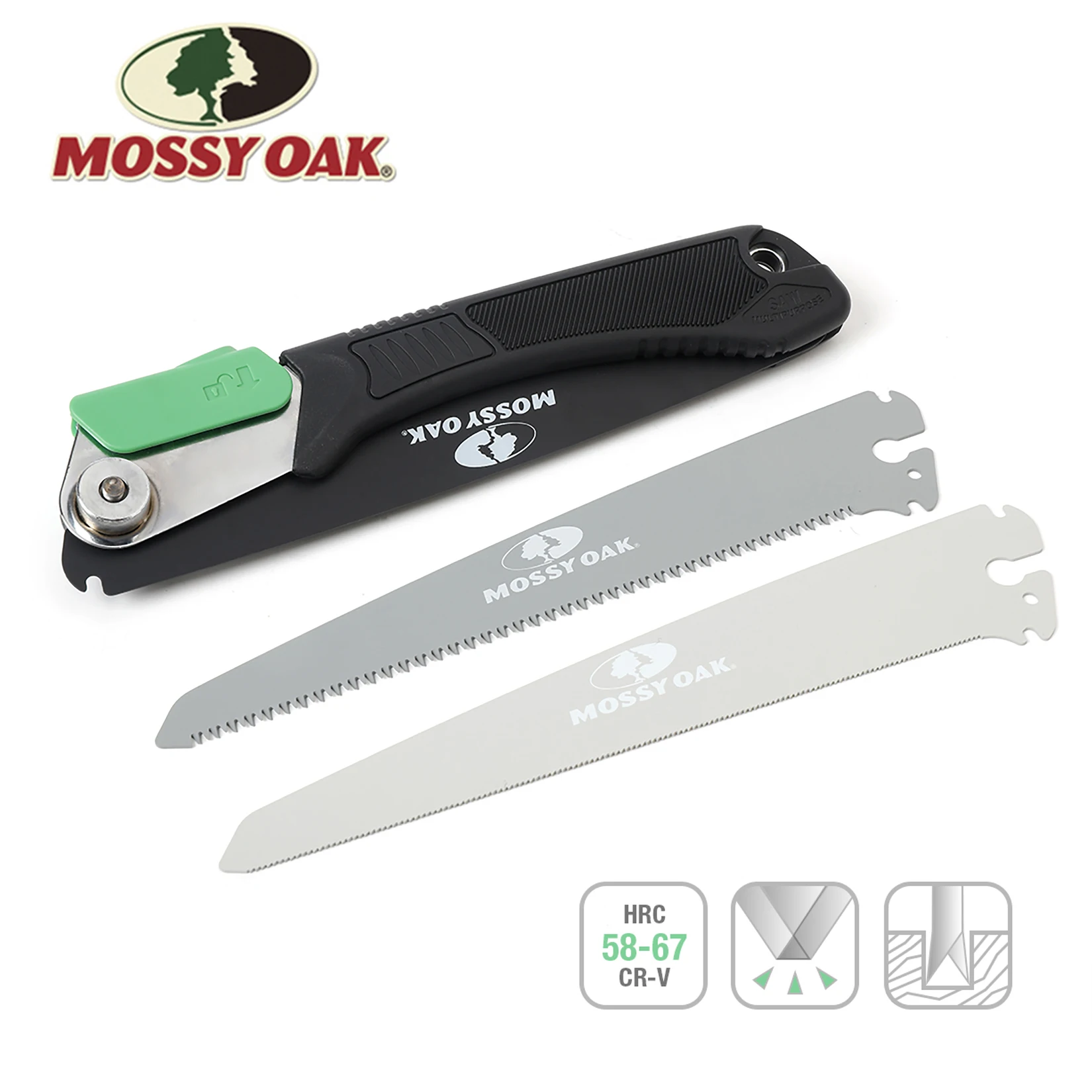 MOSSY OAK 3 in 1 Folding Saw Garden Pruners Folding Saw for Trees and Wood Cutting Folding Camping Saw with Pouch