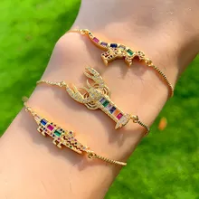 10 шт./лот позолоченный Pave CZ Мутли цвета браслет в виде динозавра Регулируемый крокодил браслет Южная ювелирные изделия из Америки