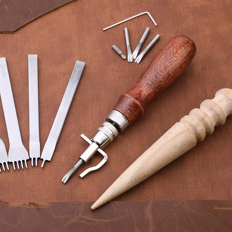 Leather Craft Tool Kit LMDZ Leather Sewing Tools Set DIY Carving Working Stitching Craft Kit Leather Accessories For Beginner Craft Tools leather sewing kit leather tools leather craft tool kit leather craft tools leather craft tool