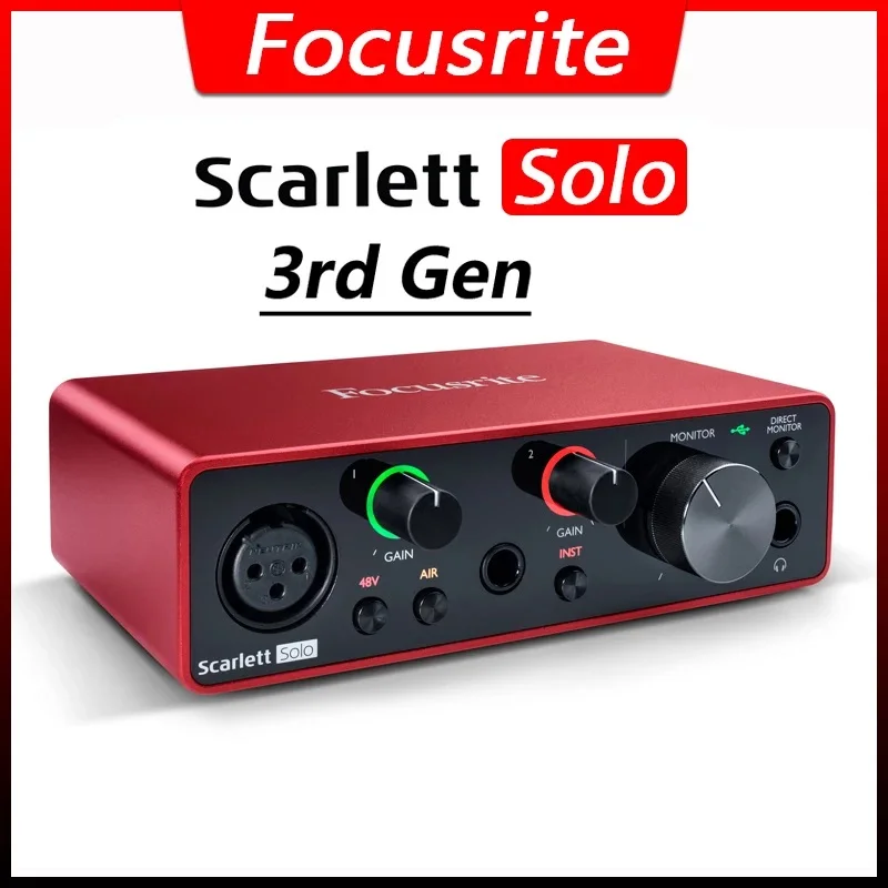 Focusrite Scarlett Solo 3RD Generation Headphone Amplifier Sound Card  24-bit/192kHz AD-Converters