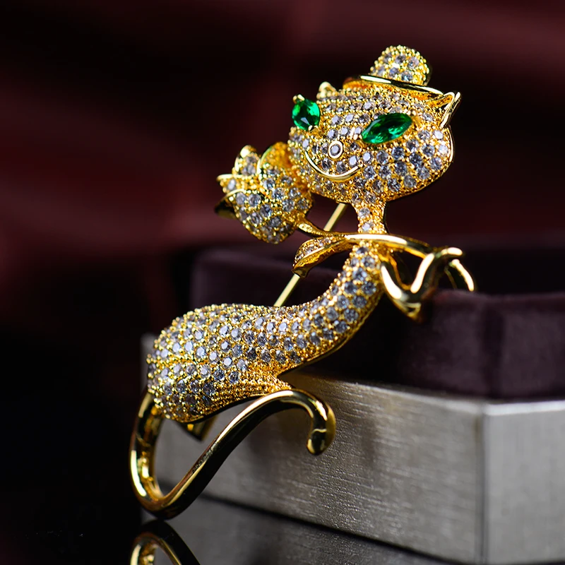 Золотая Сексуальная брошь в виде кошки Милая животных домашних es Pins повседневные