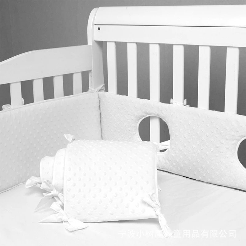 Breathable baby crib bumper pad Bedding toddler  Around Cushion Newborn Safety Protection pad cotton Pure white BTN015