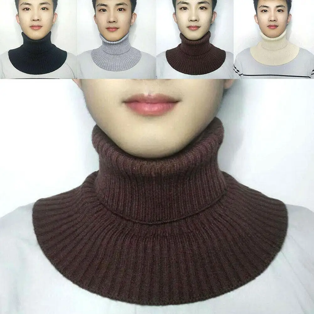 Men Knitted Fake Collar Scarf Men Elastic Turtleneck Detachable Shirt