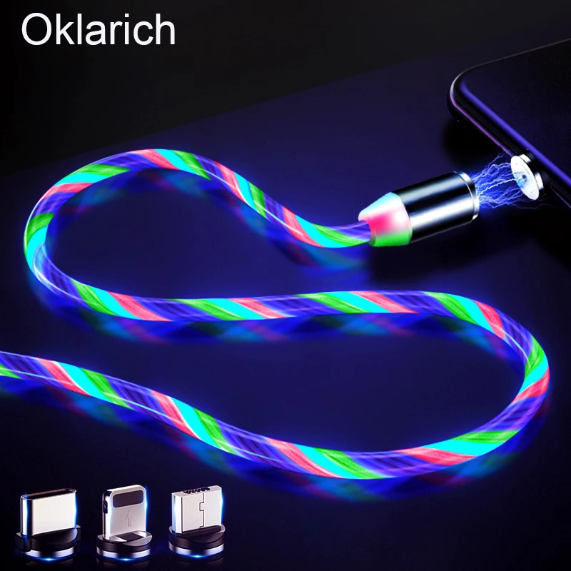 Магнитный кабель BaySerry со светодиодной подсветкой Micro USB для Samsung S21 Type C быстрой