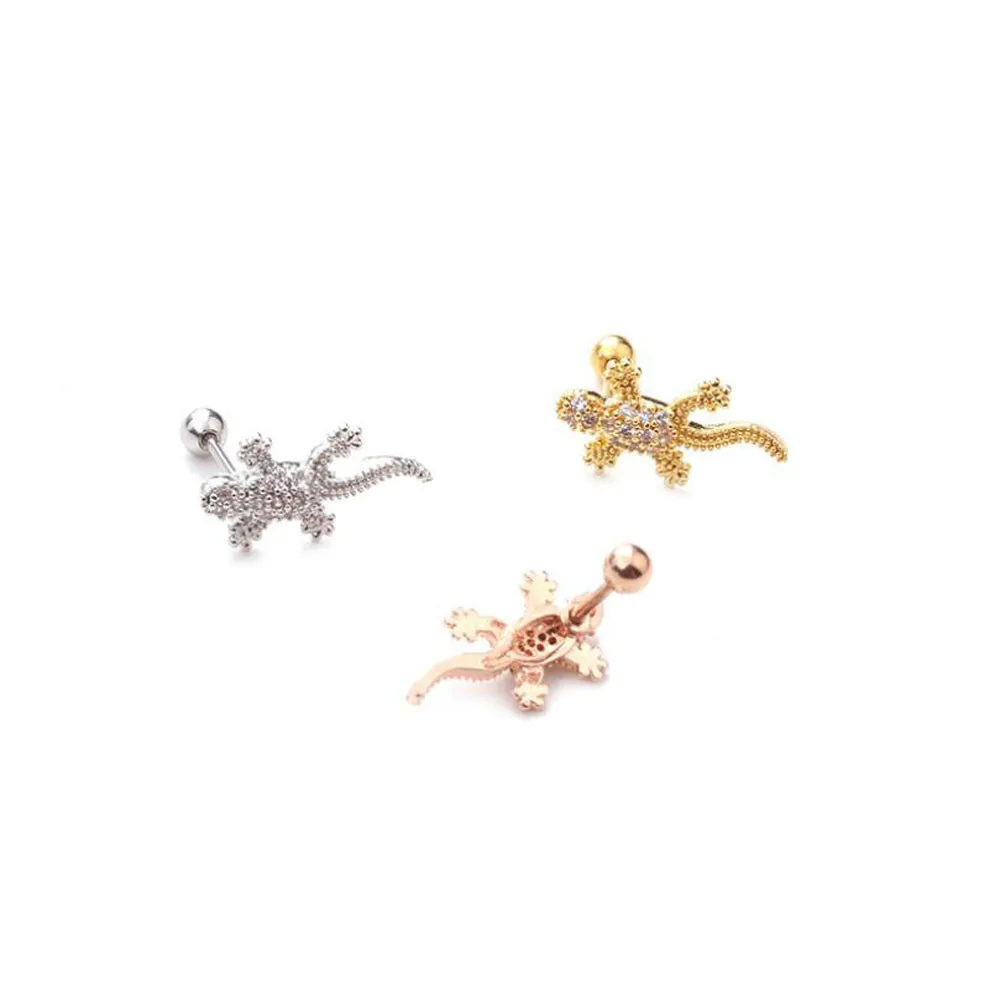 

Miqiao 1 Pair New Stud Earrings Female Earrings Piercing Jewelry Stainless Steel Earrings Colored Zircon Double Ear Holes