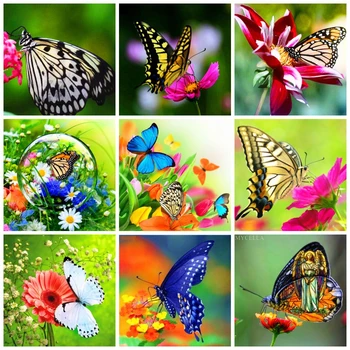 

HUACAN 5D DIY Diamond Painting Butterfly Flower Full Square Drill Home Decoration Embroidery Picture Lover Gift