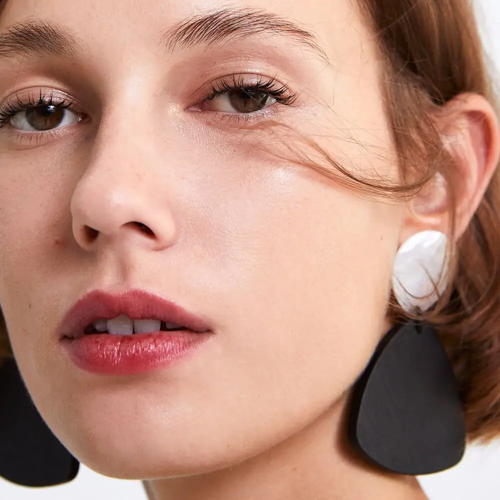 

Retro Black Natural Wood Drop Earrings Acetic Acid Geometric Statement Dangle Earrings For Women Vintage Jewelry Wholesale