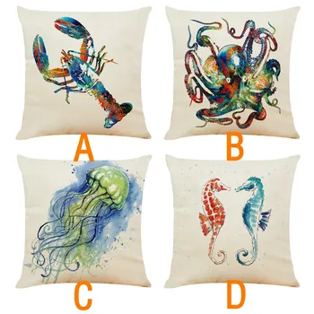 

2020 hot new Pillow Case Ocean Biological Pattern Sofa Car Throw Cushion Cover Home Decor Dropshipping discount Promotion Home
