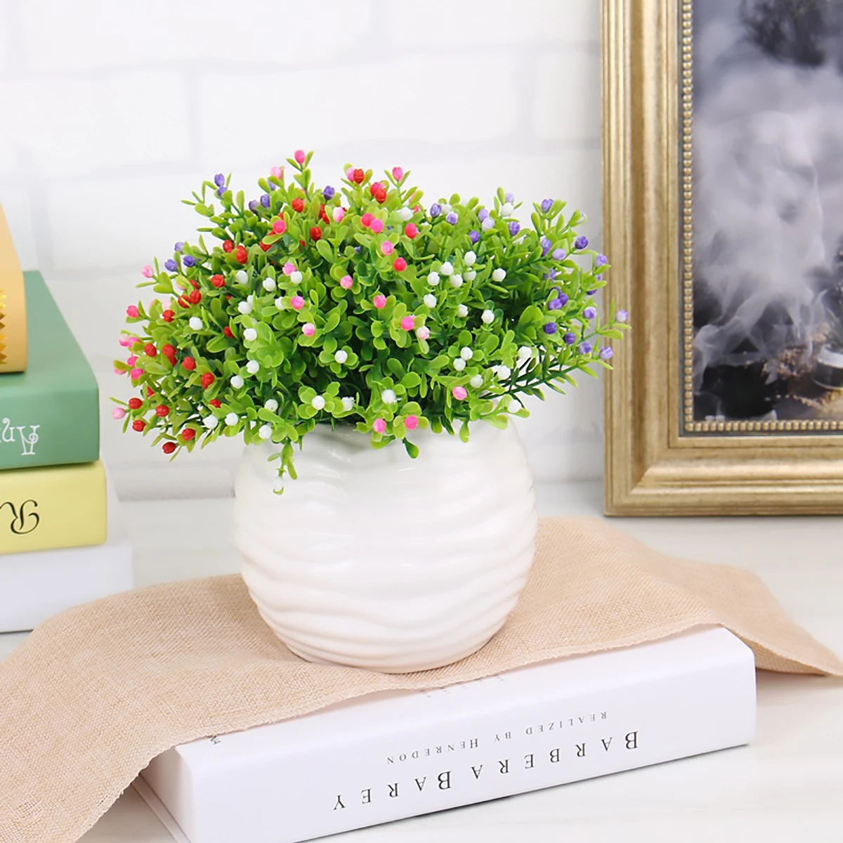 

10pcs Artificial Milan Grass Artificial Flowers Fake Small Leaves Simulation Plant For Home Wedding Decoration Garden Decor