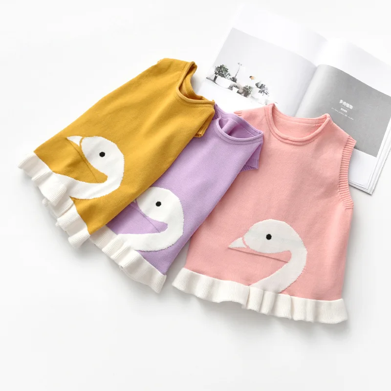 

2019 Autumn And Winter New Style Europe And America Kids' Sweater Vest Girls Jacquard Knitted Vest