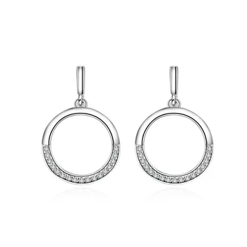 

925 Sterling Silver Crystal Round Stud Earrings For Women Engagement Wedding Birthday Jewelry Brincos eh589