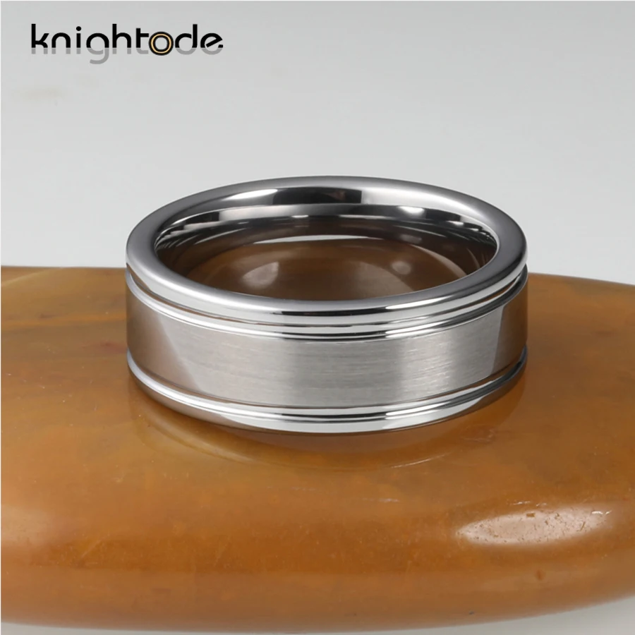6mm 8mm Tungsten Carbide Rings Double Grooved Wedding Band For Men Women Engaged Jewelry Gift Flat Brushed
