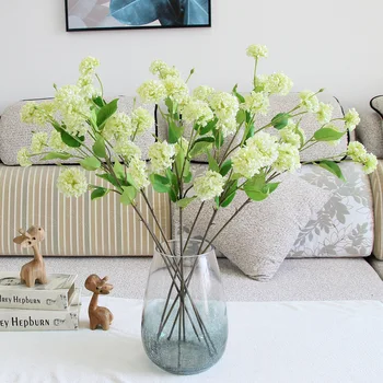

New Products Model Hydrangea Silk Flower MORI Series Multi-headed xue qiu hua Northern European-Style Home Vase Flower Soft Load