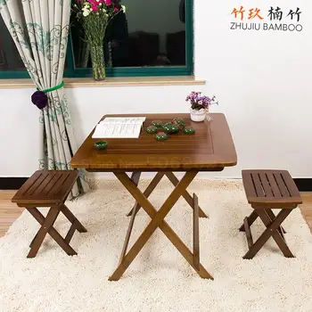 

Simple Home Square Table Easy Portable Table Small Square Table Outdoor Table Household Dining Folding Table Bamboo