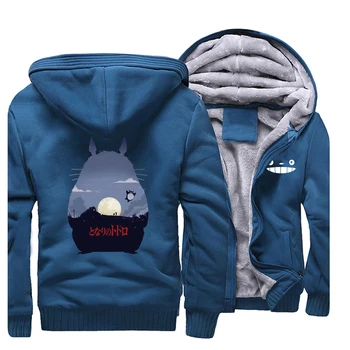 

Japan Anime Totoro 2019 Winter Sweatshirt Raglan Men Fashion Cartoon Zipper Hoody Clothing Coat Thick High Quality Sportswear