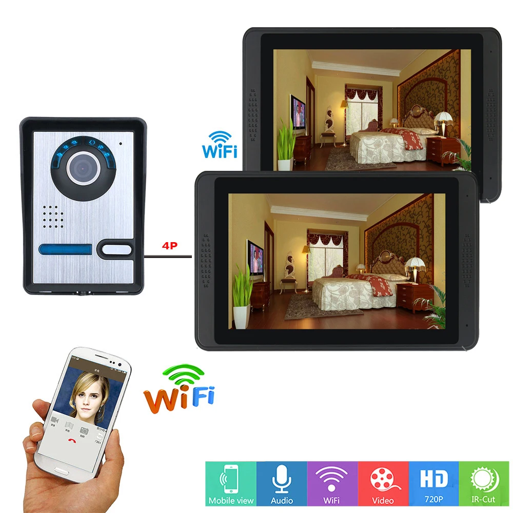 

Yobang Security 7 Inch 1000 TVL WIFI Wireless Video Door Phone Visual Doorbell Speakephone Intercom Rainproof With Night Vision