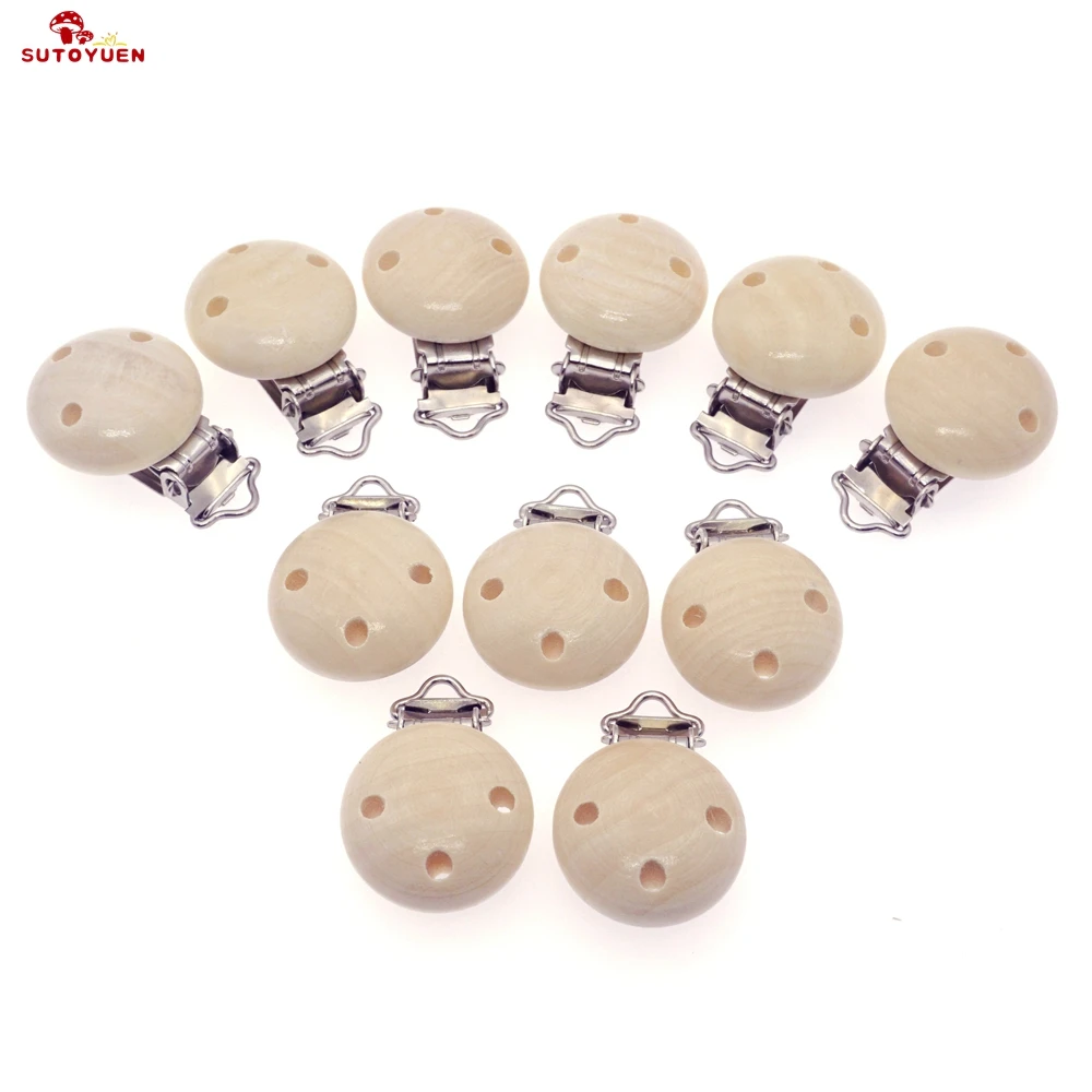 20Pcs Clip Di Ciuccio In Legno Attache Sucette Clip Per Bretelle Per Bambini Supporto Fittizio Fermagli In Metallo In Legno Naturale Accessori Per Abb
