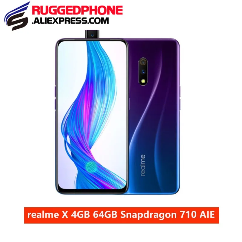 Мобильный телефон Realme X 4 Гб 64 Snapdragon 710 Android 9 0 6 53 &quot2340X1080 48.0MP с отпечатком пальца |