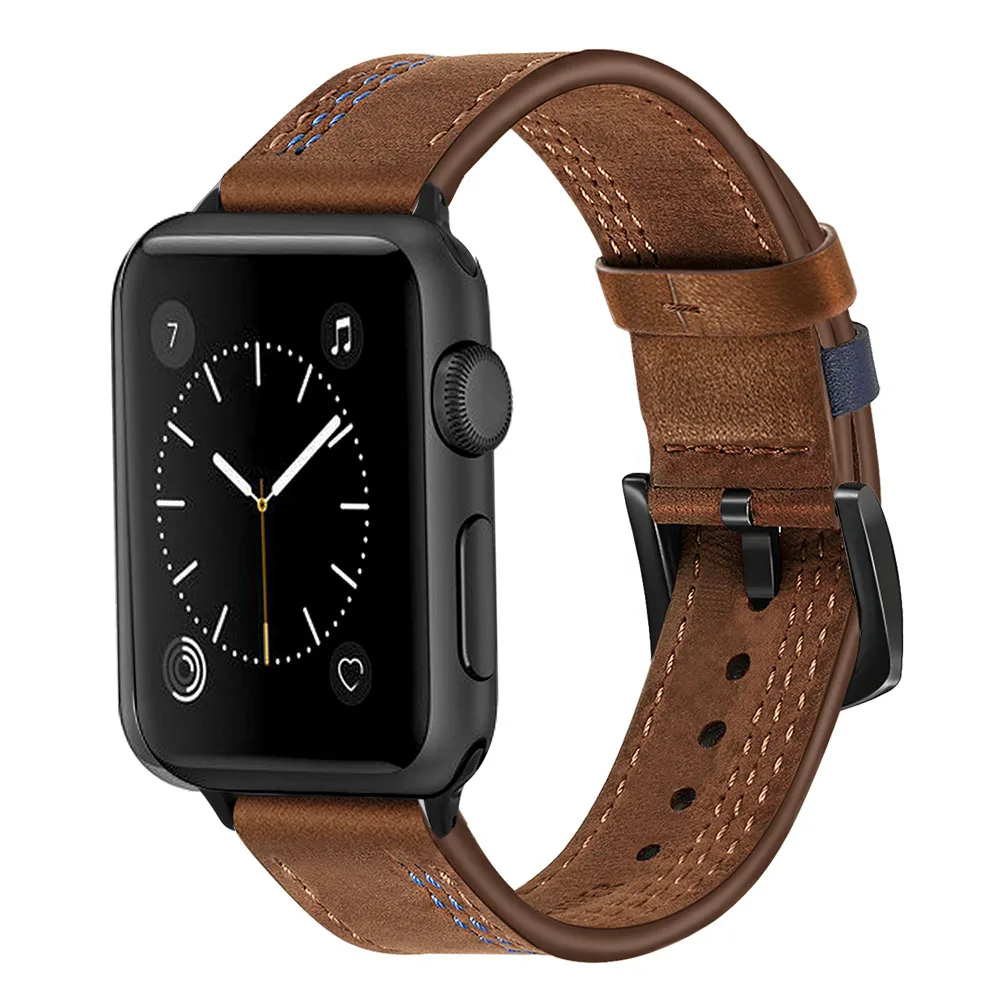 Ремешок из натуральной телячьей кожи для iWatch Apple Watch 5 4 3 2 1 44 мм 42 40 38 Аксессуар