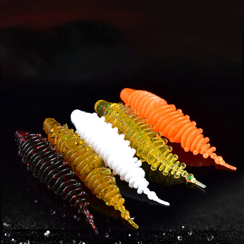 5pc/lot 5Colors 8cm/6g Soft Caterpillar Lures Worms Fishing Lure Soft Grub Artificial Trout Soft Bait Fishing Dropshopping