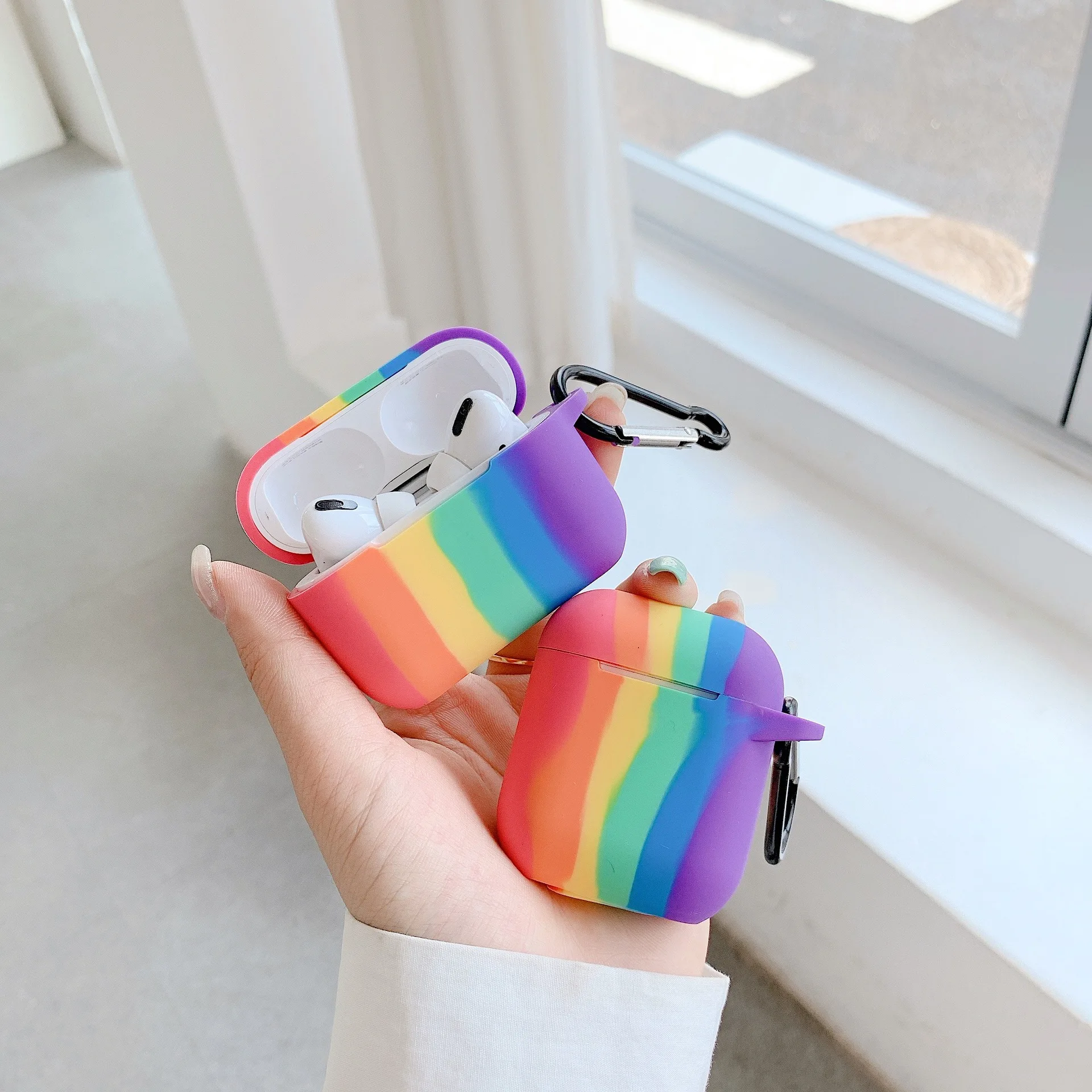 Для AirPods чехол Модный милый Радужный для наушников 2 3 Airpods Pro жидкий силиконовый