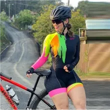 Kafitt-exercício verão ciclismo bicicleta feminina-macacão-ciclismo macaco-camisa de ciclismo-mangas compridas-jérsei-uma peça 20d gel