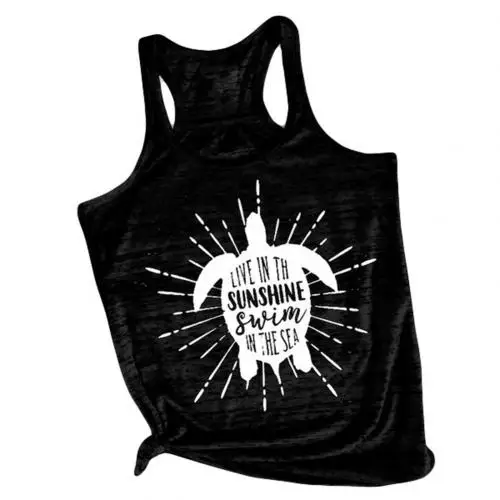 Chic Funny summer female cartoon letter animal print U collar sleeveless vest plus oversize vest - Цвет: Черный