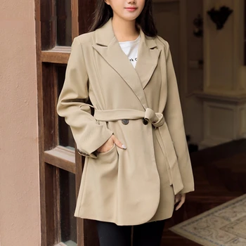 

Comelsexy New 2020 Autumn Winter Office Women's Blazers Sashes Double Breasted Long Sleeve Formal Jackets Notched Outwear Female