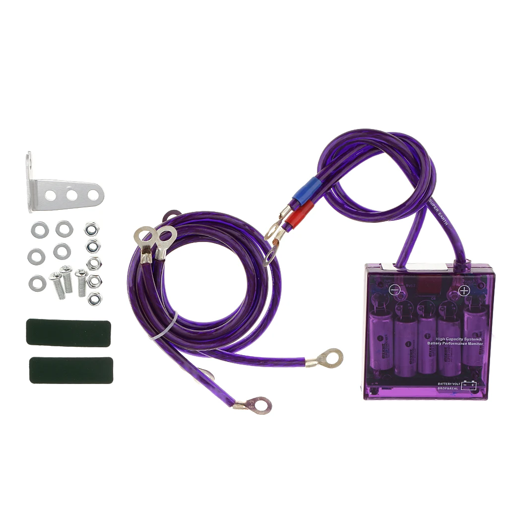 Car Vehicles Fuel Saver Grounding Voltage Stabilizer Regulator Kits - Purple