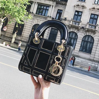 

2020 Spring New Women's Bags Non-Mainstream Bag Riveting Nail Square Sling Bag Graceful Fashion Laptop Shoulder Bag