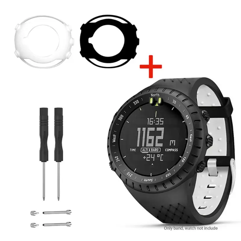 1 Набор двухцветных мягких силиконовых ремешков для наручных часов с защитой от царапин чехол для часов Защита экрана для Suunto Core Smart Watch - Цвет: D