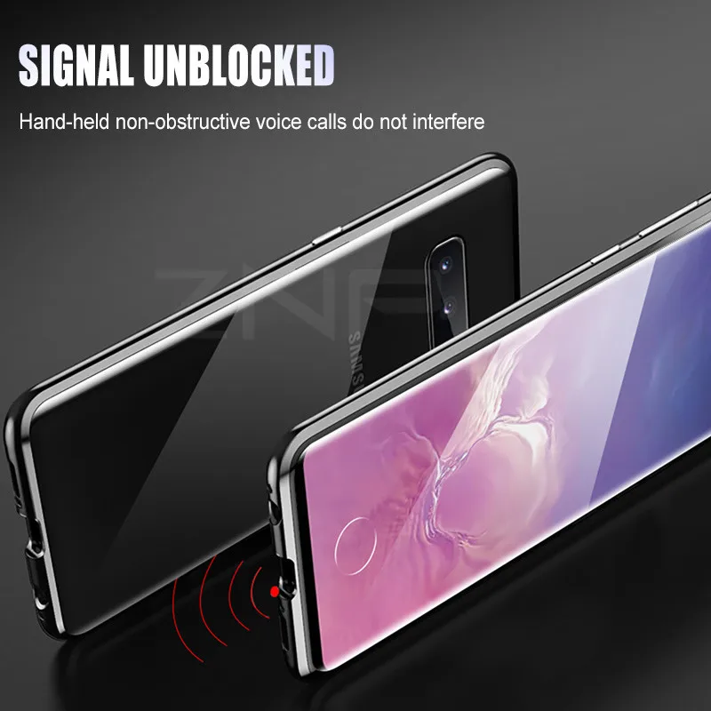 ZNP металлический магнитный чехол для телефона samsung S10 S9 S8 Plus S10E двухсторонний стеклянный Магнитный чехол для Galaxy Note 9 8 10 Plus чехол s