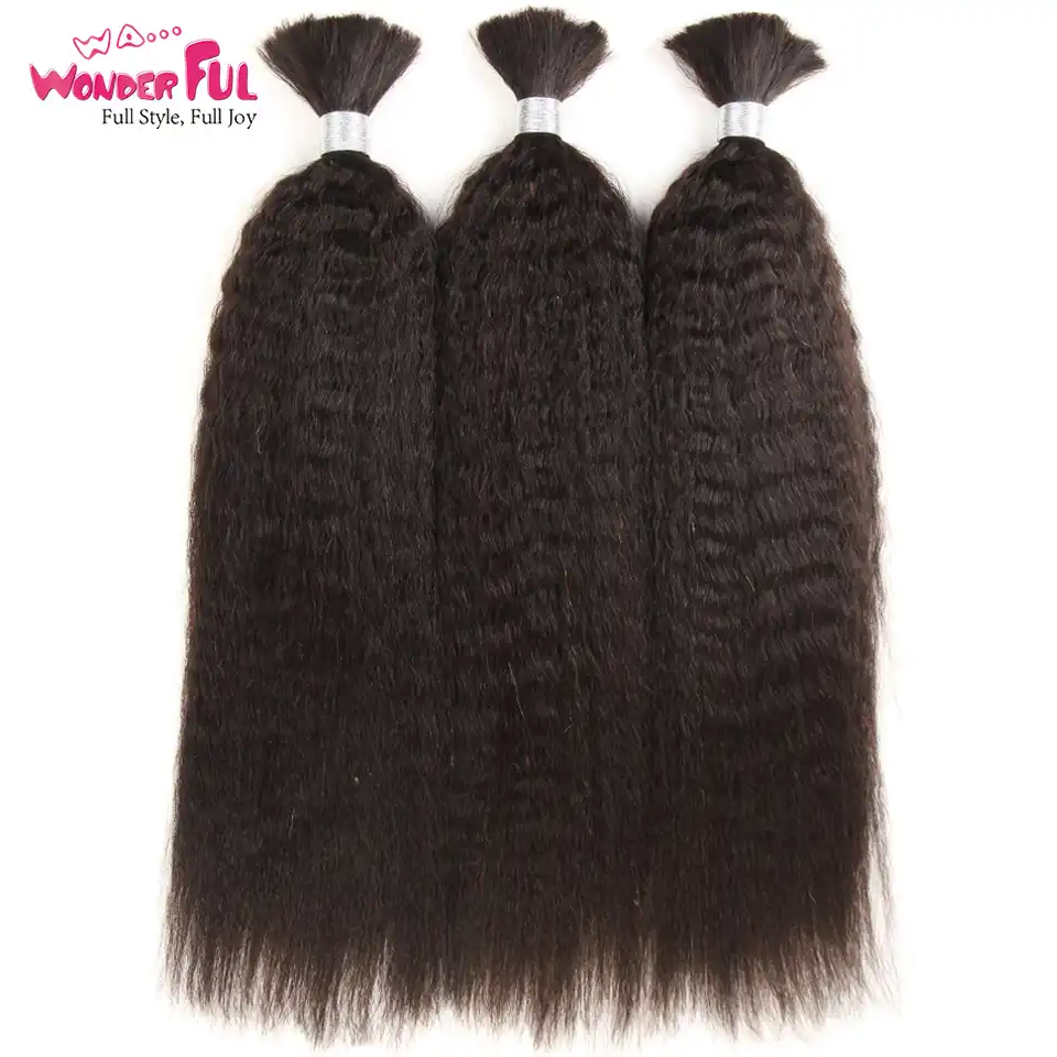Kinky Straight Human Braiding Hair Bulk Bundle No Weft 100 Coarse