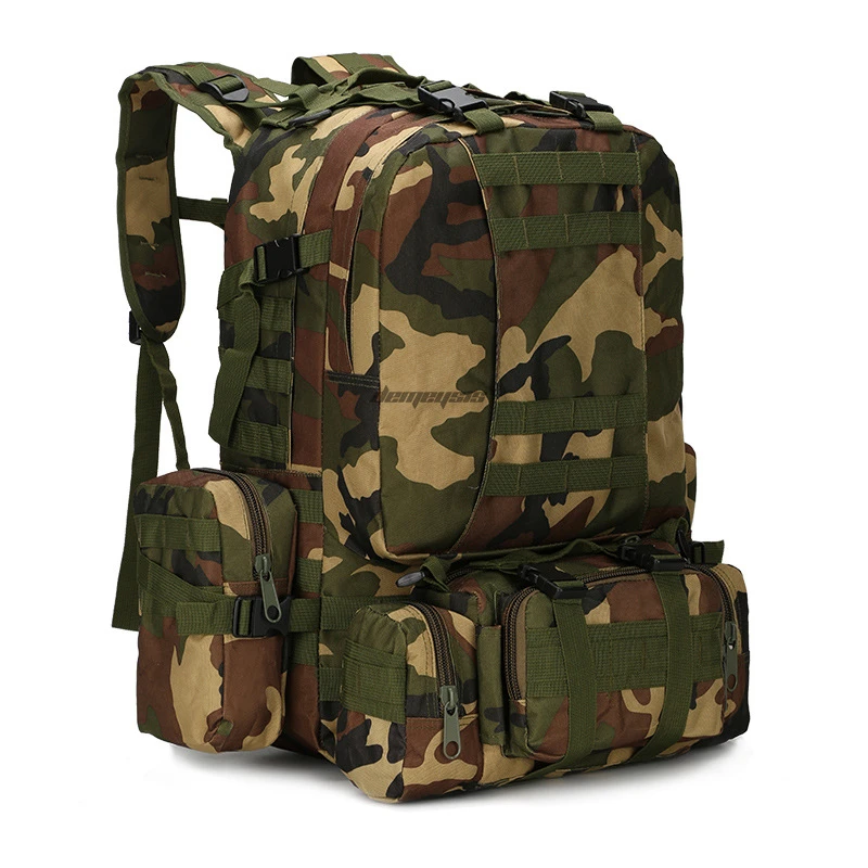 Большая емкость для охоты на открытом воздухе, кемпинга, рюкзаков, сумки, тактический военный рюкзак, съемный походный рюкзак - Цвет: woodland camouflage