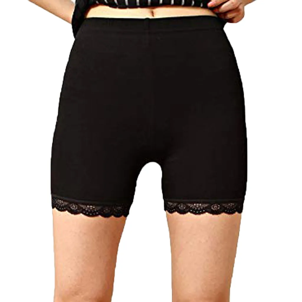

Fashion Womens Solid Elastic Leggings Solid High Waist Lace Ultra Thin Stretch Short Leggings Women's Clothing