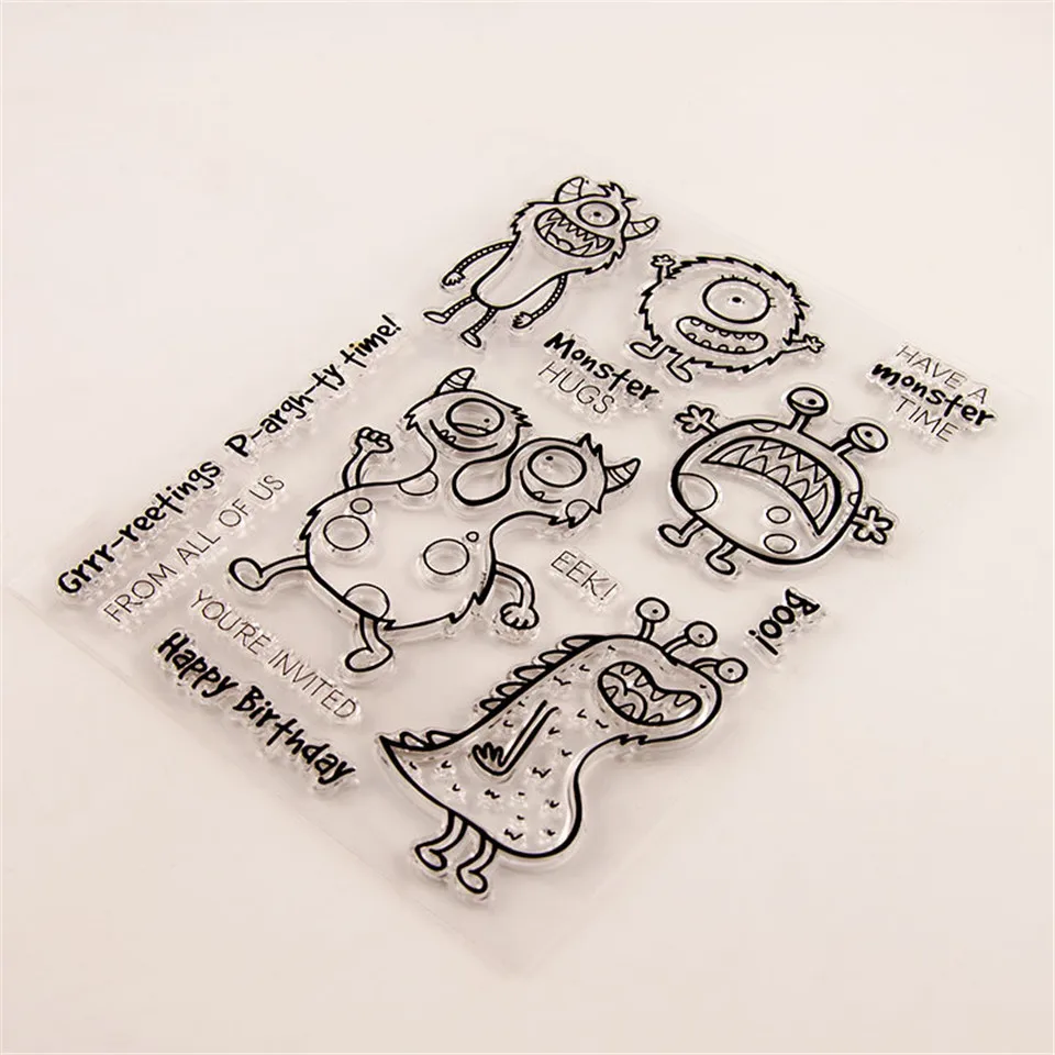 Have a Monsfer Time Craft Transparent Silicone Stamp for Scrapbooking DIY Photo album Decorative Clear Stamp and Cutting Die