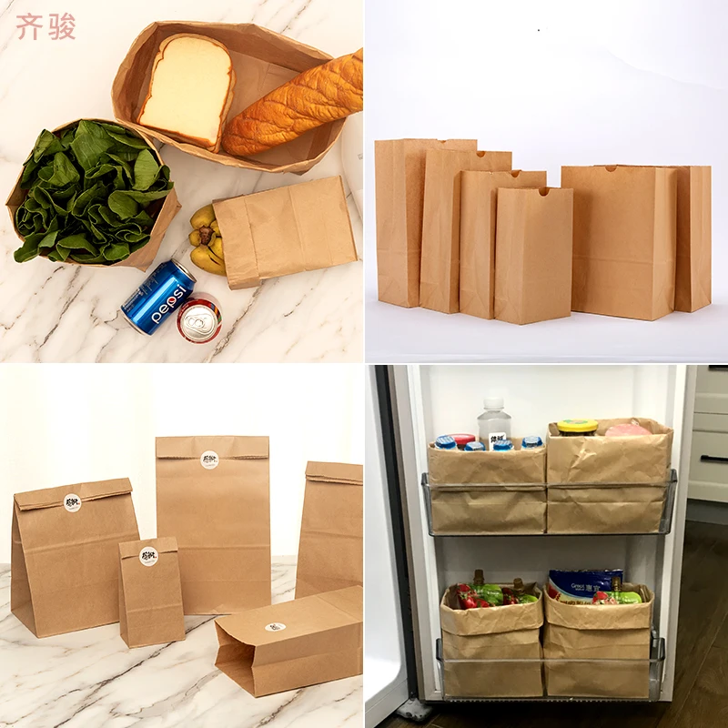

50pcs Kraft Paper Storage Bags Foldable Refrigerator Oil-proof Storage Bag Drawer Cabinet Table Organizers Cosmetic Storage Bag