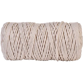 

mx200M Natural Handmade Cotton Cord Macrame Yarn Rope Diy Wall Hanging Plant Hanger Craft String Knitting
