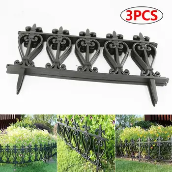 

3PCS Garden Fence Edging Cobbled Stone Effect Plastic Lawn Edging Plant Border Decorations Flower Bed Border