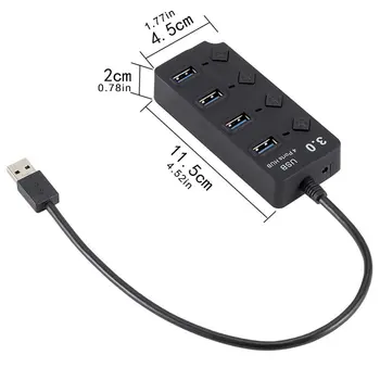

4-port USB 3.0 Hub with Led Switch 1-foot Cable Multiport USB Hub Portable Adapter for PC Computer Accessories EDUP