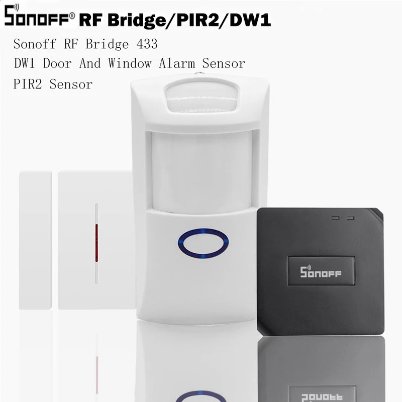 Sonoff PIR 2 датчика Sonoff DW1 датчик сигнализации RF мост 433 МГц Wifi беспроводной преобразователь сигнала для умного дома Alexa комплекты безопасности - Комплект: PIR2 DW1  RF Bridge