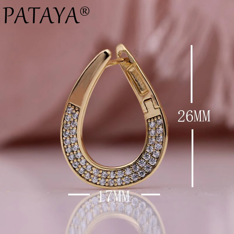 PATAYA New Micro-wax Inlay 585 Rose Gold Earring White Round Natural Zircon Dangle Earrings Women Irregular Fine Fashion Jewelry - Image 6