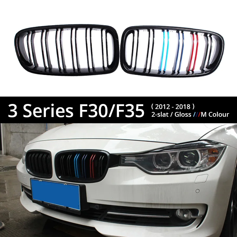 Передняя почечная решетка для bmw E90 E92 E93 pre-LCI& LCI 2005-2013 F30 F35 G20 F80 M3 Для 3 серии GT F34 2012+ ABS двойная планка решетка - Цвет: F30 F35