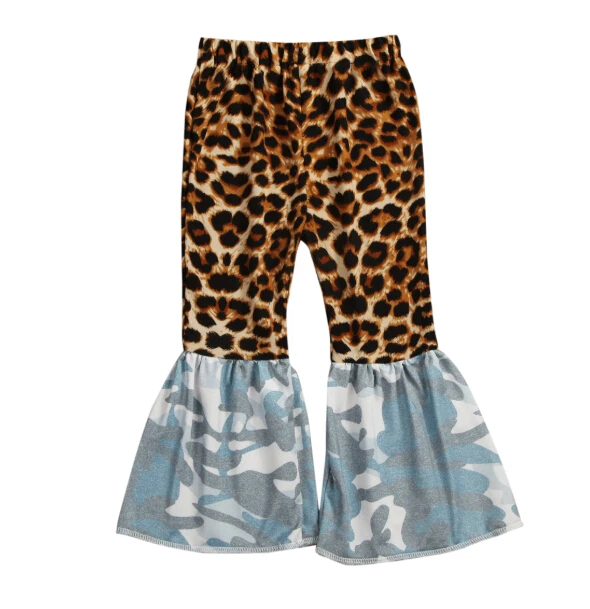 Детская одежда для маленьких девочек, леопардовые и Клетчатые Леггинсы-клеш, штаны, комплект со штанами, От 1 до 6 лет - Цвет: C