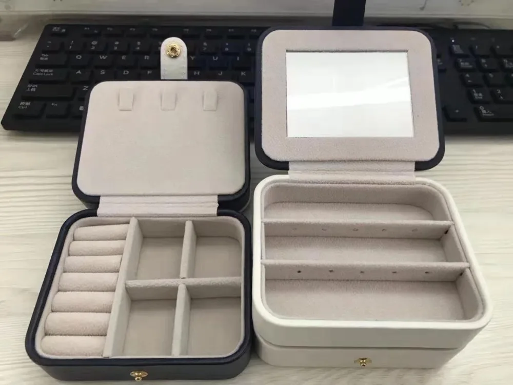 Wholesale exquisite three layers jewelry storage box for ring earrings in PU leather can be customized